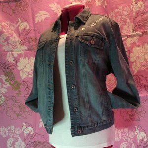 Lucky Brand jean jacket with flower patches